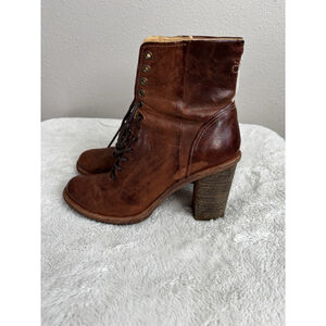 Timberland Brown Leather Ankle 3" Heel Boots Shoe Women's Size 7